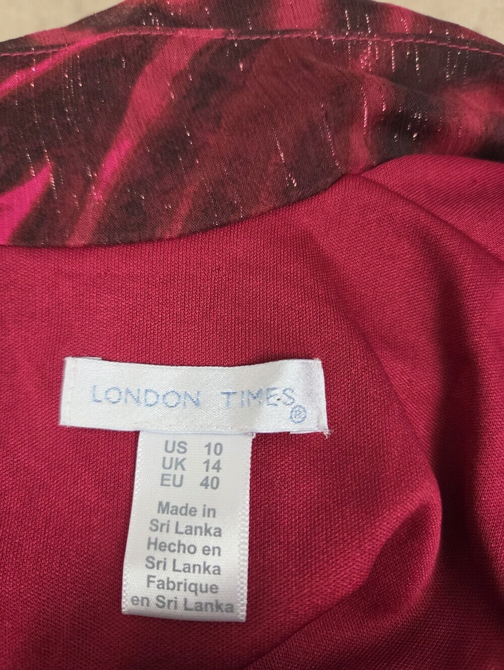 London Times Red A-line Sleeveless Dress - Picture 2 of 9